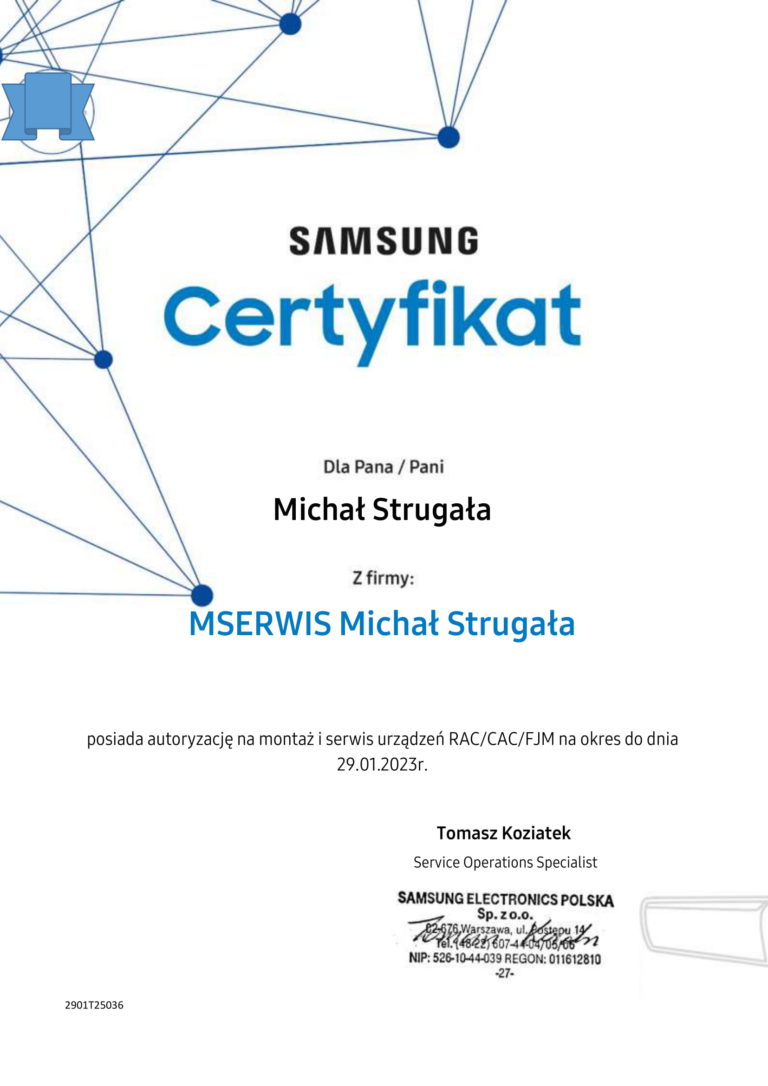 Certyfikat Samsung