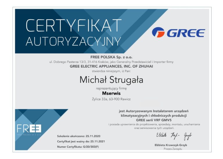 Certyfikat GREE